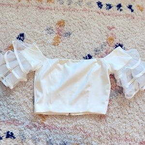 Ruffle off the shoulder crop top